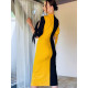 Dámske exkluzívne žlto-čierne spoločenské šaty pre moletky