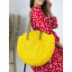Dámska slamená kabelka s remienkom - žltá