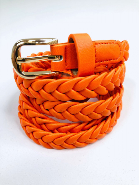 Dámsky tenký oranžový pletený opasok