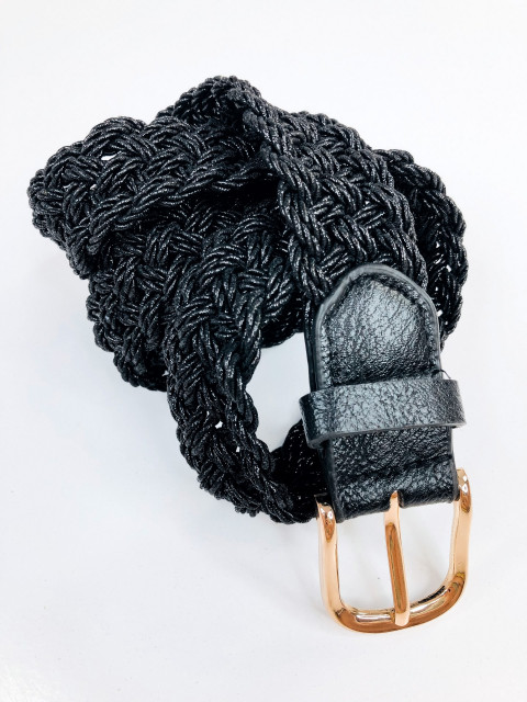 Dámsky hrubý pletený opasok - čierny