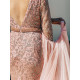 Exkluzívne dlhé dámske spoločenské šaty s odnímateľnou tylovou sukňou pre moletky - zlaté