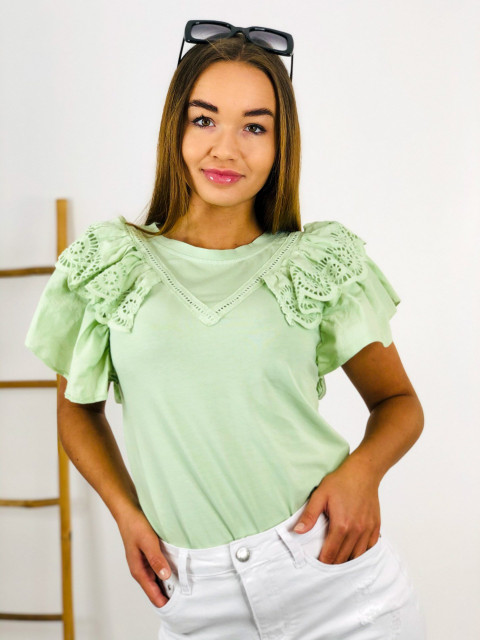 Zelené tričko s madeirovými rukávmi - KAZOVÉ