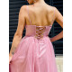 Exkluzívne dámske ružové spoločenské šaty s tylovou sukňou
