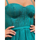 Dámske krátke áčkové šaty s tylovou sukňou - zelené