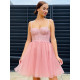 Dámske krátke áčkové šaty s tylovou sukňou - ružové