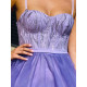 Dámske krátke áčkové šaty s tylovou sukňou - fialové