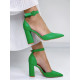 Dámske zelené sandále s hrubým opätkom