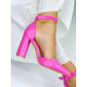 Dámske rúžové sandále s hrubým opätkom