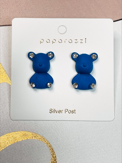 Dámske náušnice v tvare medvedíka - modré