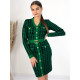Svetrové dámske šaty so vzorom a gombíkmi - zelené