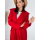 Dámsky kabát s kapucňou a opaskom - červený