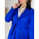 Dámsky kabát s kapucňou a opaskom - modrý