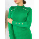 Dámske pletené rolákové šaty so zlatými gombíkmi FENDELA - zelené