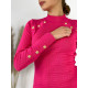Dámske pletené rolákové šaty so zlatými gombíkmi FENDELA - ružové