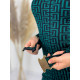 Dámske pletené rolákové šaty s opaskom a zipsom FND - zelené