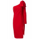 Dámske bandážové červené spoločenské šaty s rukávom
