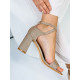 Dámske trblietavé elegantné sandále  - medené