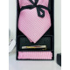 Pánsky ružový 3 dielny set : kravata, vreckovka a spona
