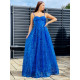 Dámske exkluzívne trblietavé spoločenské šaty - modré