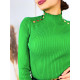 Dámsky zelený rolákový sveter s gombíkmi