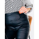 Dámske koženkové push-up nohavice s vysokým pásom - čierne JORAN