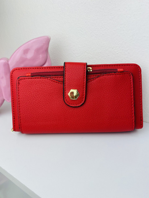 Priestranná červená dámska peňaženka Mia