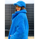 Obojstranná dámska modrá bunda - TEDDY so šiltovkou