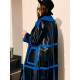 Luxusný dámsky čierno-modrý kabát s vreckami