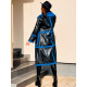 Luxusný dámsky čierno-modrý kabát s vreckami