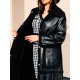 Luxusný dámsky čierny kabát s vreckami
