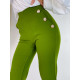 Dámske elegantné nohavice s vysokým pásom a gombíkmi - zelené