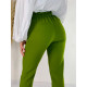 Dámske elegantné nohavice s vysokým pásom a gombíkmi - zelené