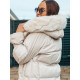 Dámska zimná prešívaná bunda Ferre s kožušinovou kapucňou - béžová