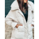 Dámska zimná prešívaná bunda Ferre s kožušinovou kapucňou - béžová