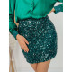Dámska flitrovaná sukňa s gumičkou v páse - zelená