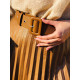 Hnedá koženková plisovaná sukňa s opaskom - KAZOVÉ
