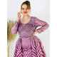 Luxusné dlhé dámske spoločenské šaty s vlečkou a dlhým rukávom - fialové