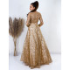 Exkluzívne dámske dlhé áčkové spoločenské šaty pre moletky - zlaté