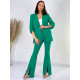 Dámsky zelený luxusný nohavicový kostým s rozparkami