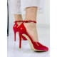 Dámske sandále s vysokým tenkým opätkom - červené