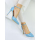 Dámske sandále s vysokým tenkým opätkom - modré