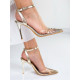 Exkluzívne dámske transparentné sandále s kamienkami - zlaté