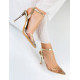 Exkluzívne dámske transparentné sandále s kamienkami - zlaté