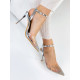Exkluzívne dámske transparentné sandále s kamienkami - strieborné