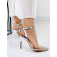 Exkluzívne dámske transparentné sandále s kamienkami - strieborné