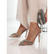 Dámske transparentné sandále s kamienkami - strieborné