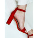 Dámske červené sandálky na hrubom opätku ROSE