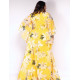 Dlhé žlté kvetované spoločenské šaty pre moletky