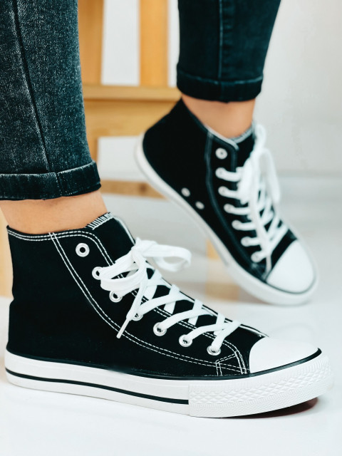 Dámske čierne vysoké tramky Bow Dámske čierne vysoké tramky Bow