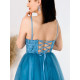 Dámske krátke áčkové šaty s tylovou sukňou - modré